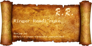 Ringer Reményke névjegykártya